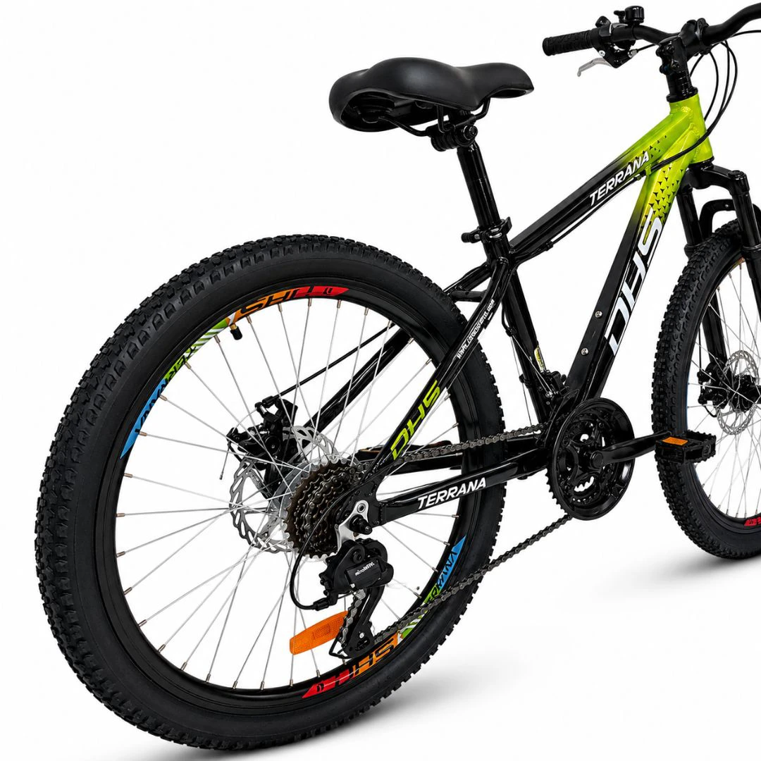3. Bicicleta Copii Dhs Terrana 2423B, model 2026 - 24 Inch, Negru-Verde