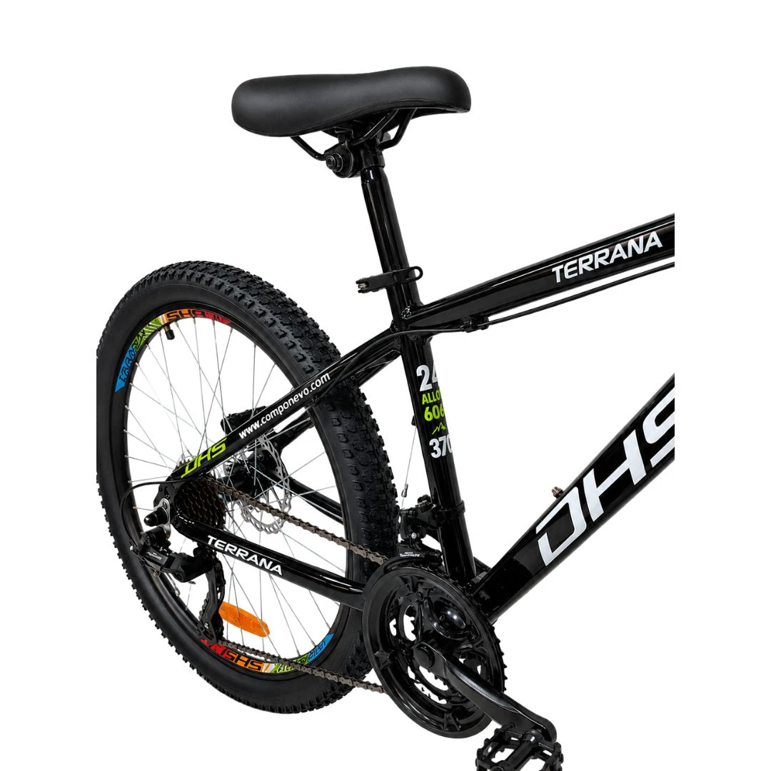 4. Bicicleta Copii Dhs Terrana 2423B, model 2026 - 24 Inch, Negru-Verde