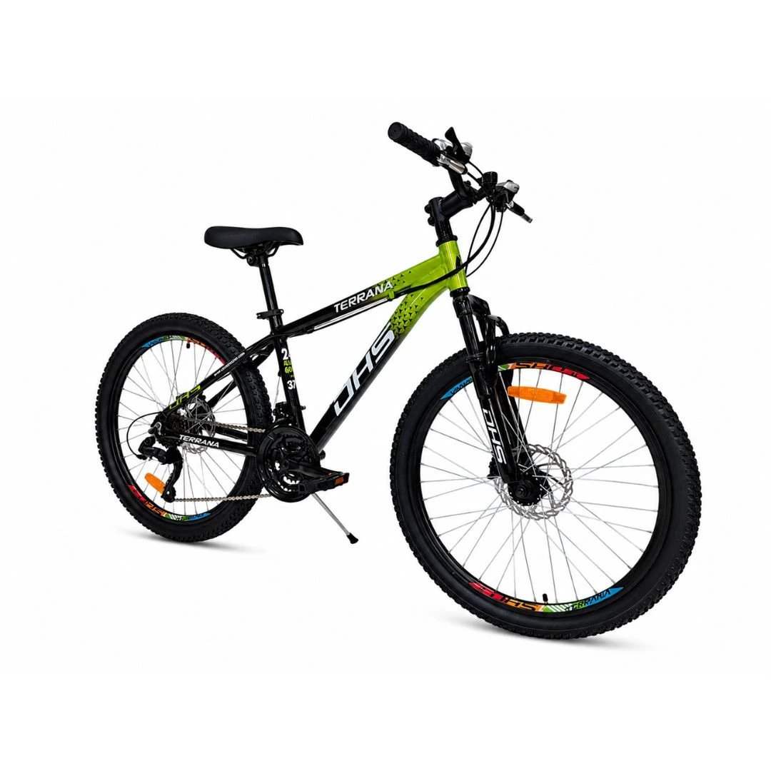7. Bicicleta Copii Dhs Terrana 2423B, model 2026 - 24 Inch, Negru-Verde