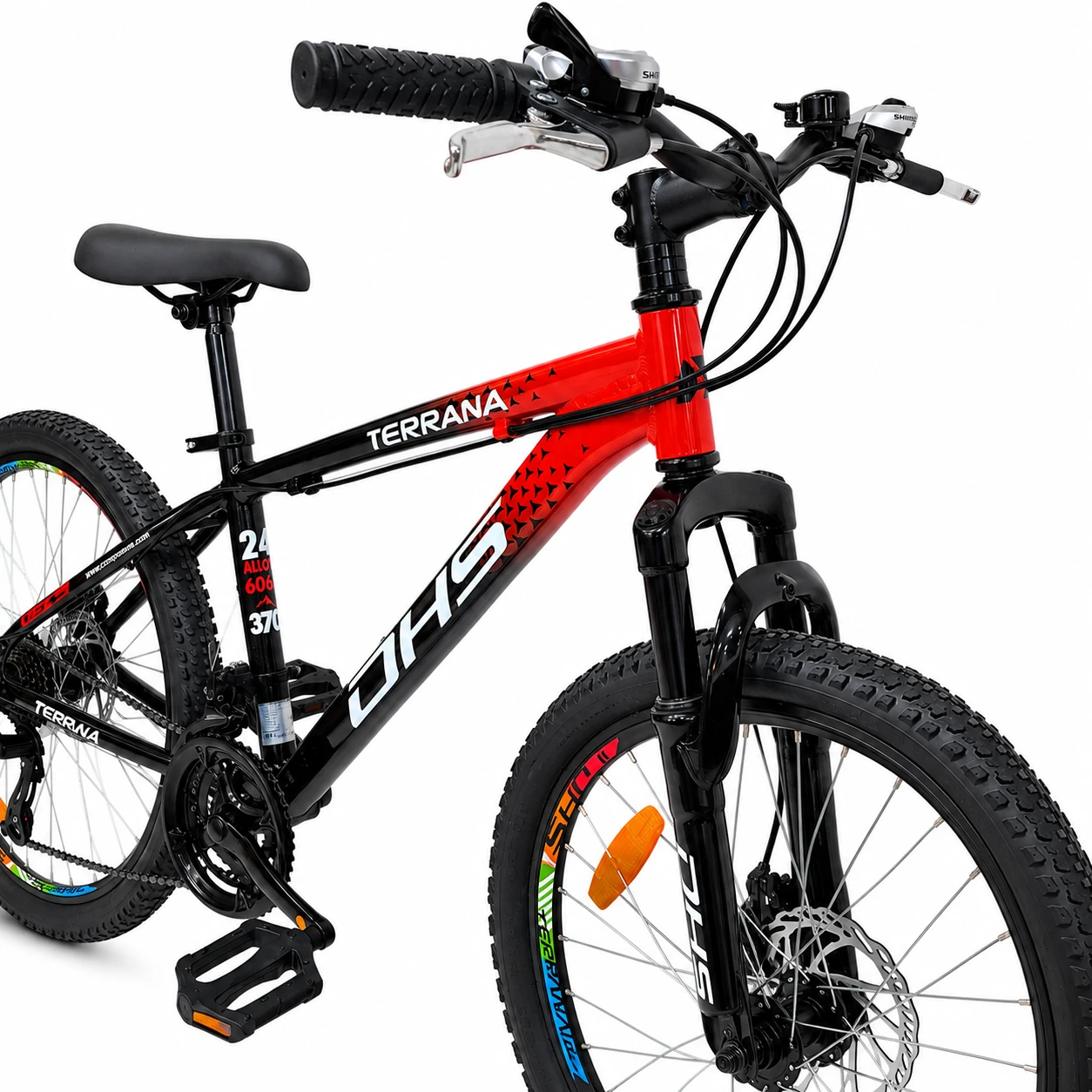 11. Bicicleta Copii Dhs Terrana 2423B, model 2026 - 24 Inch, Rosu-Negru