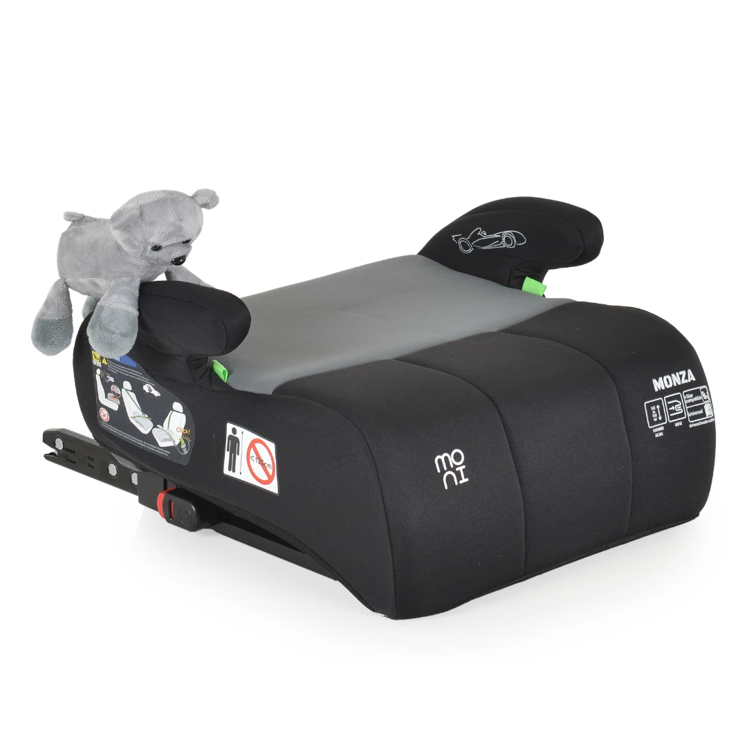 1. Inaltator auto copii Cangaroo Monza 125-150 cm, 6-12 ani, siguranta si confort in masina, Negru/Gri