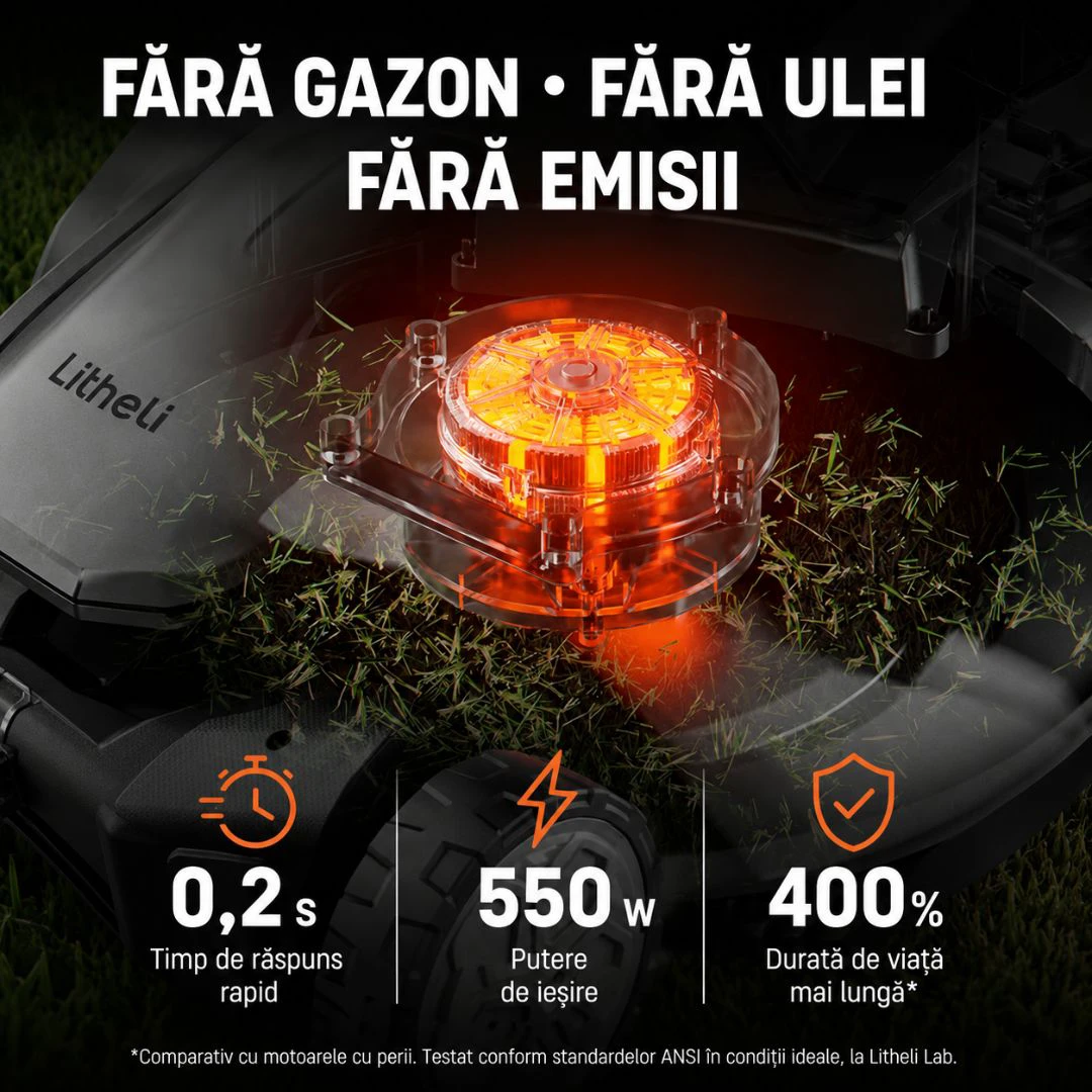 4. Masina de tuns gazonul Litheli U20LM00, 20V, acumulator 5Ah inclus, latime taiere 330 mm