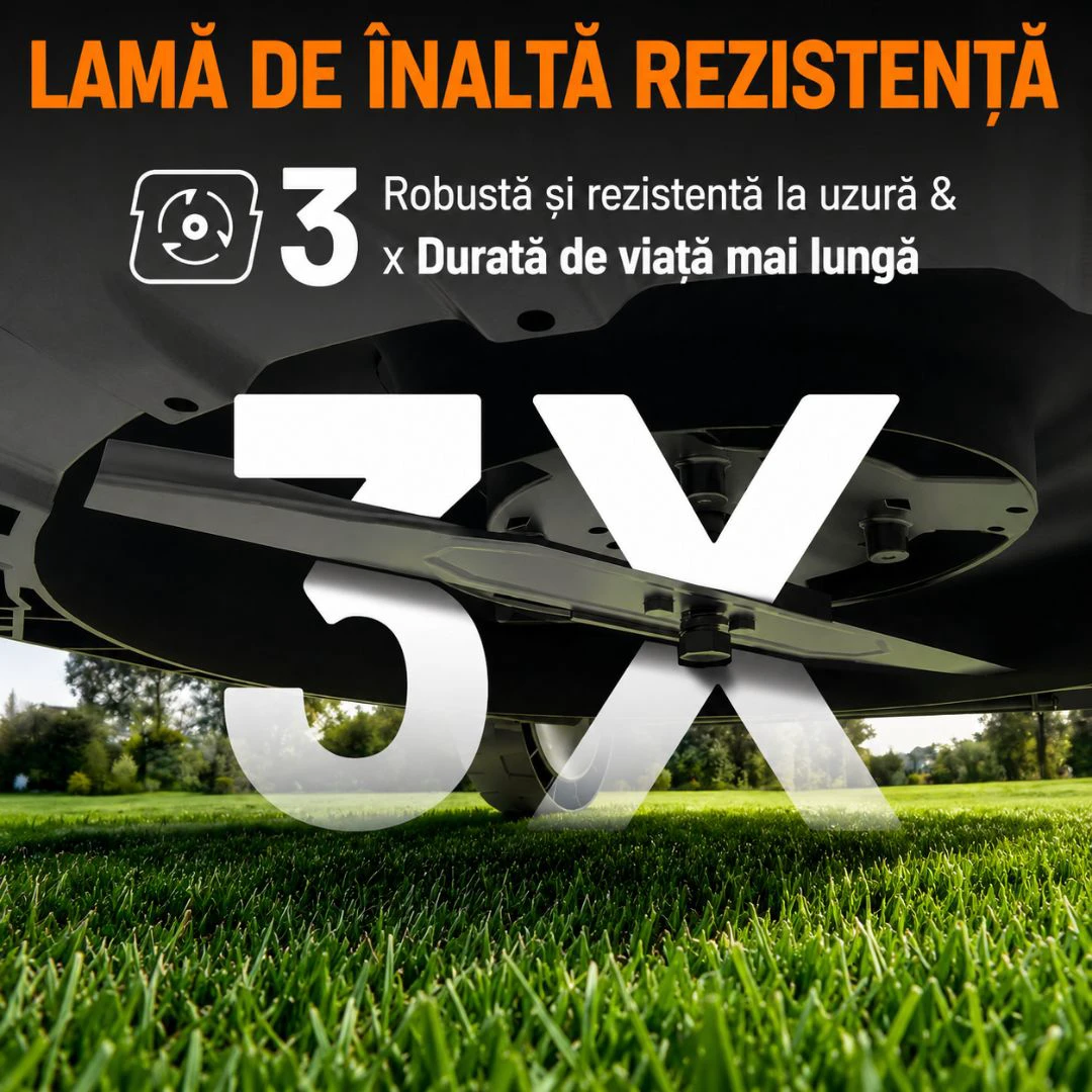 8. Masina de tuns gazonul Litheli U20LM00, 2x20V, 2 acumulatori 4Ah inclusi, latime taiere 370 mm