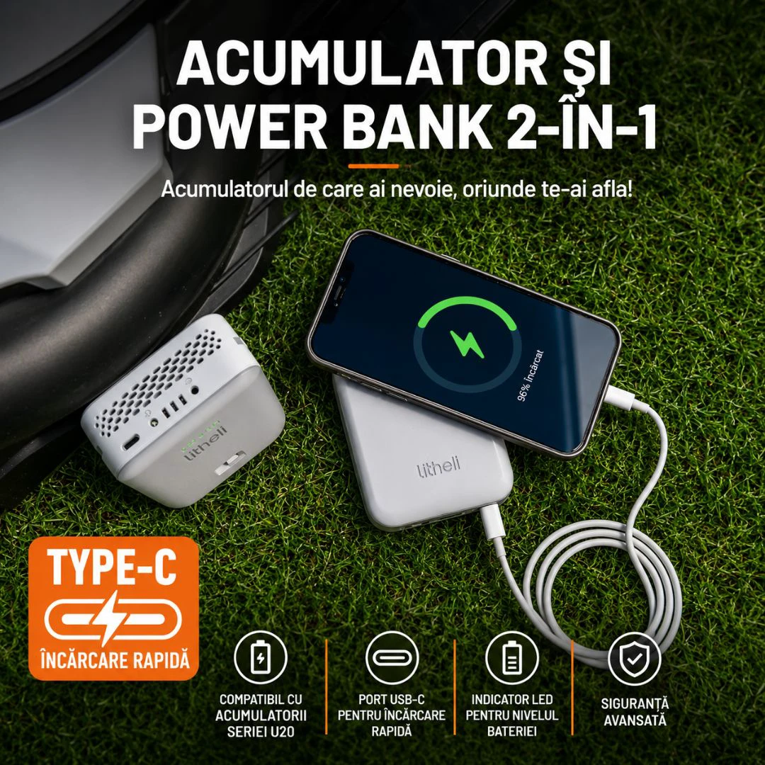 10. Motoferastrau electric compact Litheli U20MC00, 20V, acumulator 2Ah inclus, lama 150 mm