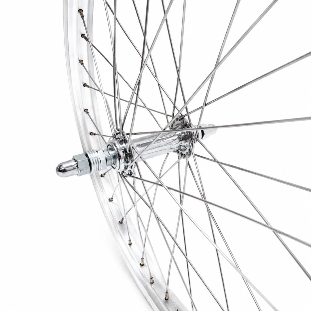3. Roata fata LYRA 20", Silver, CNC, Spite Nichelate, Butuc Fata 36H