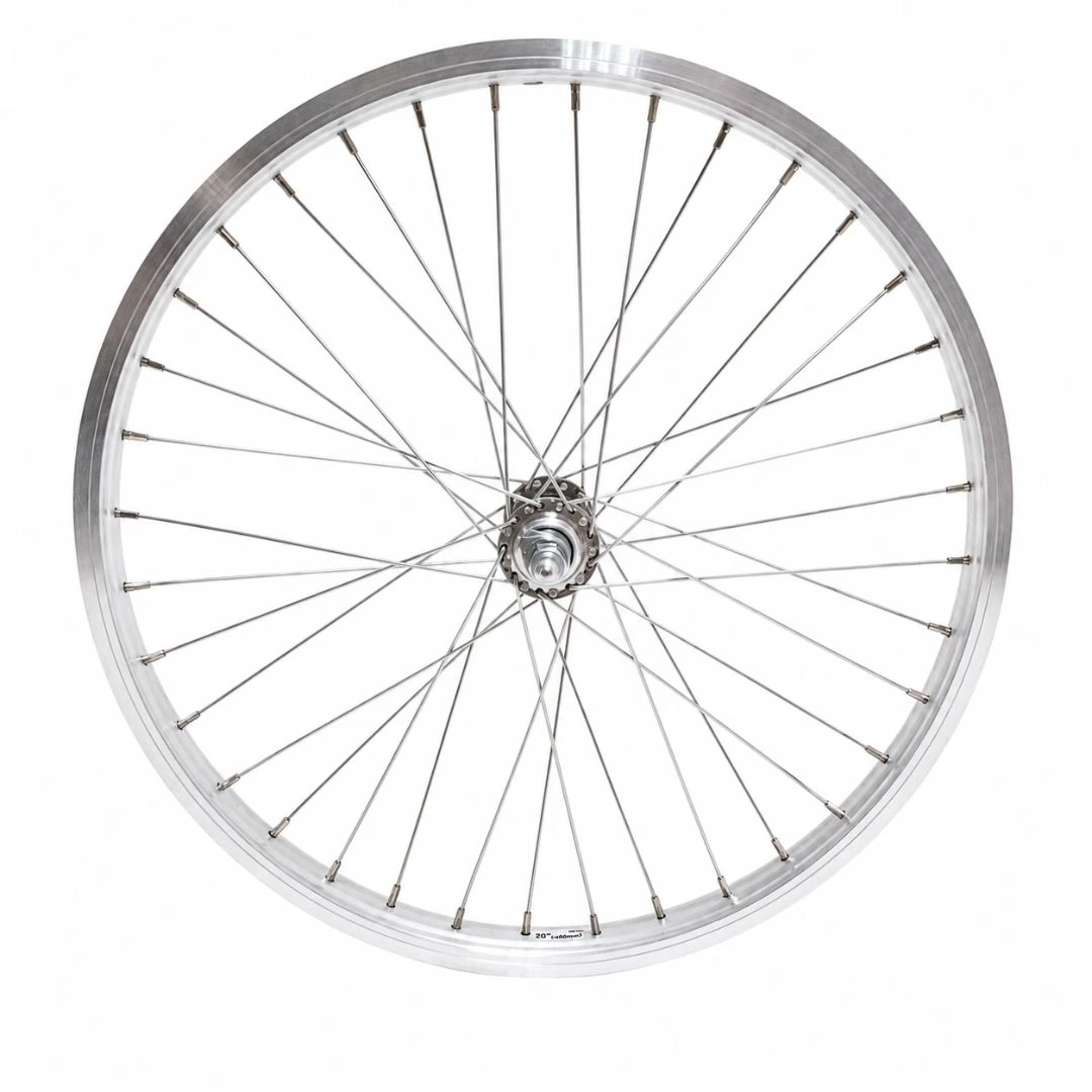 1. Roata fata LYRA 20", Silver, CNC, Spite Nichelate, Butuc Fata 36H