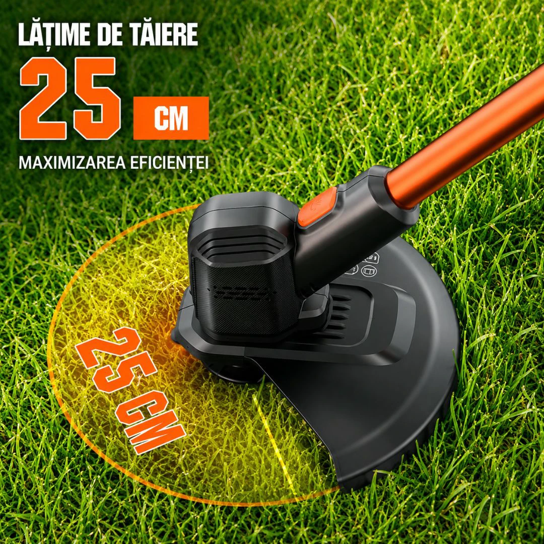 3. Trimmer electric pentru iarba Litheli U20GT01, 20V, acumulator 2Ah inclus, latime taiere 250 mm