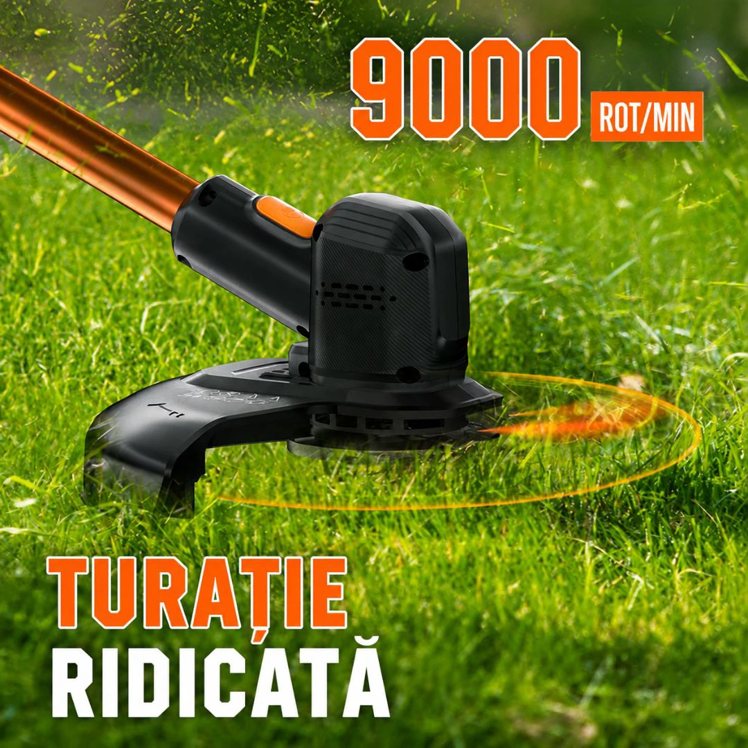 4. Trimmer electric pentru iarba Litheli U20GT01, 20V, acumulator 2Ah inclus, latime taiere 250 mm