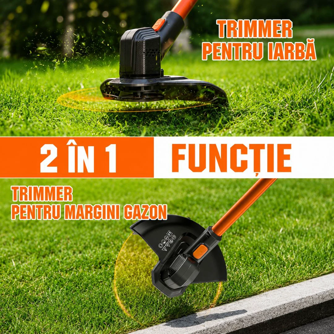 2. Trimmer electric pentru iarba Litheli U20GT01, 20V, acumulator 2Ah inclus, latime taiere 250 mm