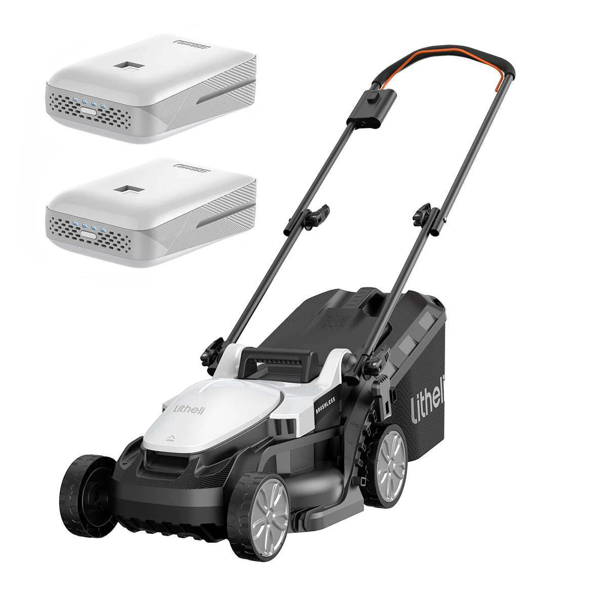1. Masina de tuns gazonul Litheli U20LM00 Brushless, 2x20V, 2 acumulatori 2Ah inclusi, latime taiere 330 mm