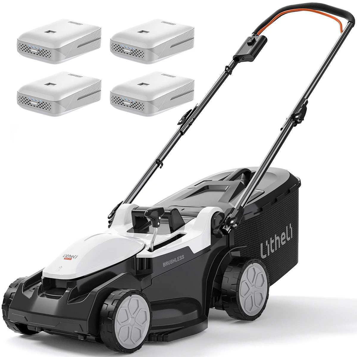 1. Masina de tuns gazonul Litheli U20LM03 Brushless, 2x20V, 2 acumulatori 4Ah inclusi, latime taiere 370 mm