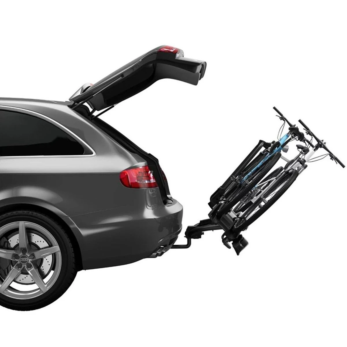 4. Suport pentru 2 biciclete, Thule VeloCompact 924003, cu prindere pe carligul de remorcare, 13 pini