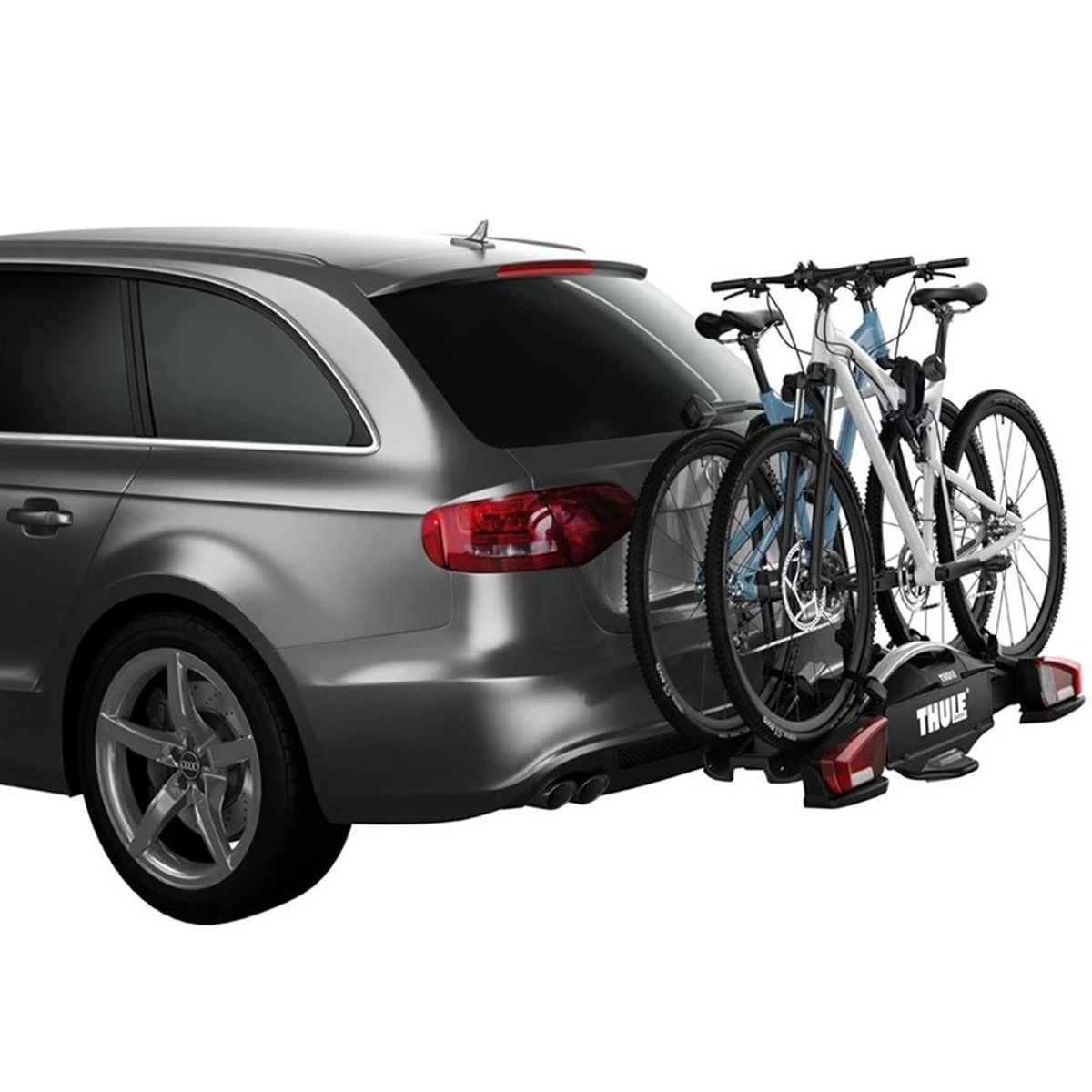 3. Suport pentru 2 biciclete, Thule VeloCompact 924003, cu prindere pe carligul de remorcare, 13 pini