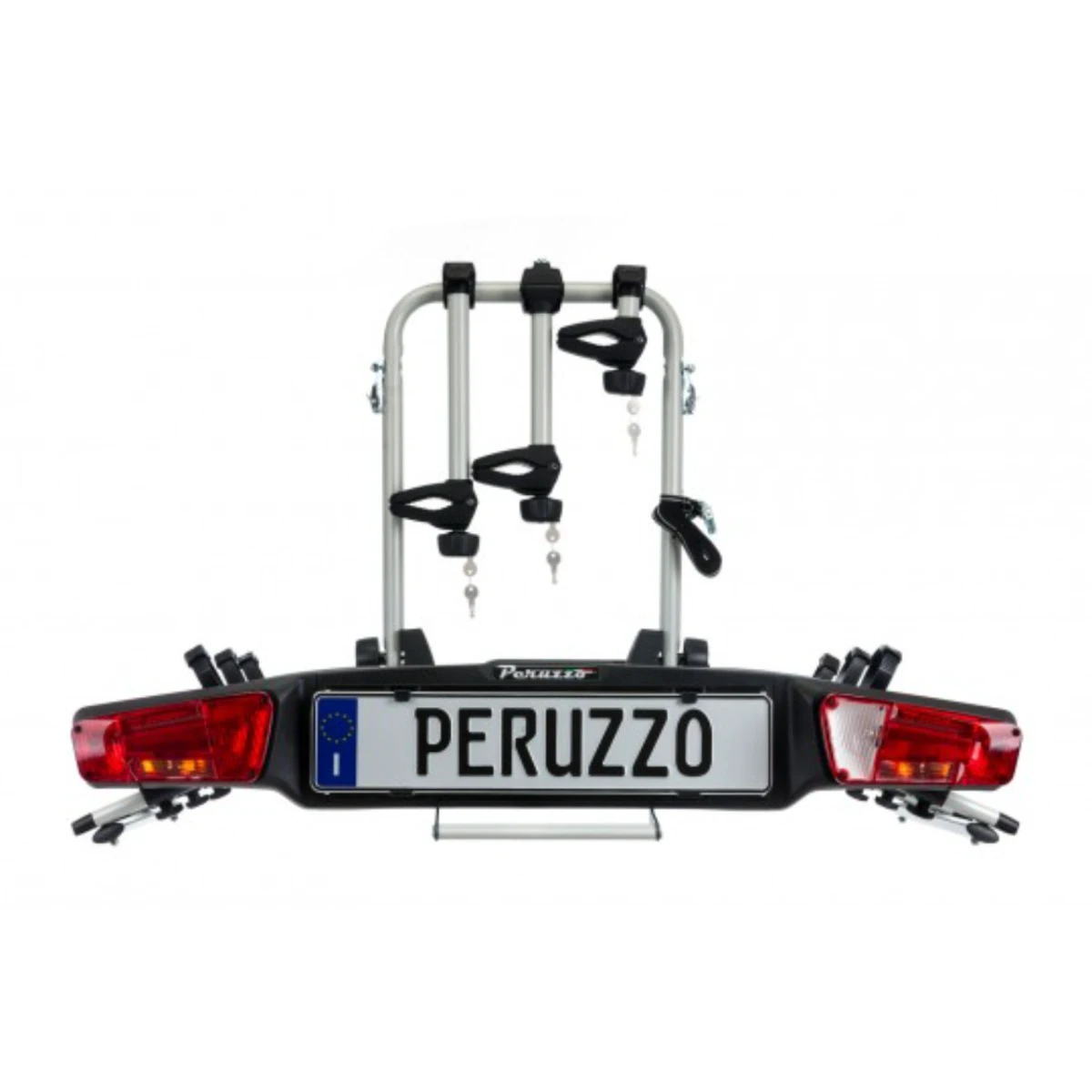2. Suport pentru 3 biciclete electrice, Peruzzo Zephyr 713/3E, cu prindere pe carligul de remorcare