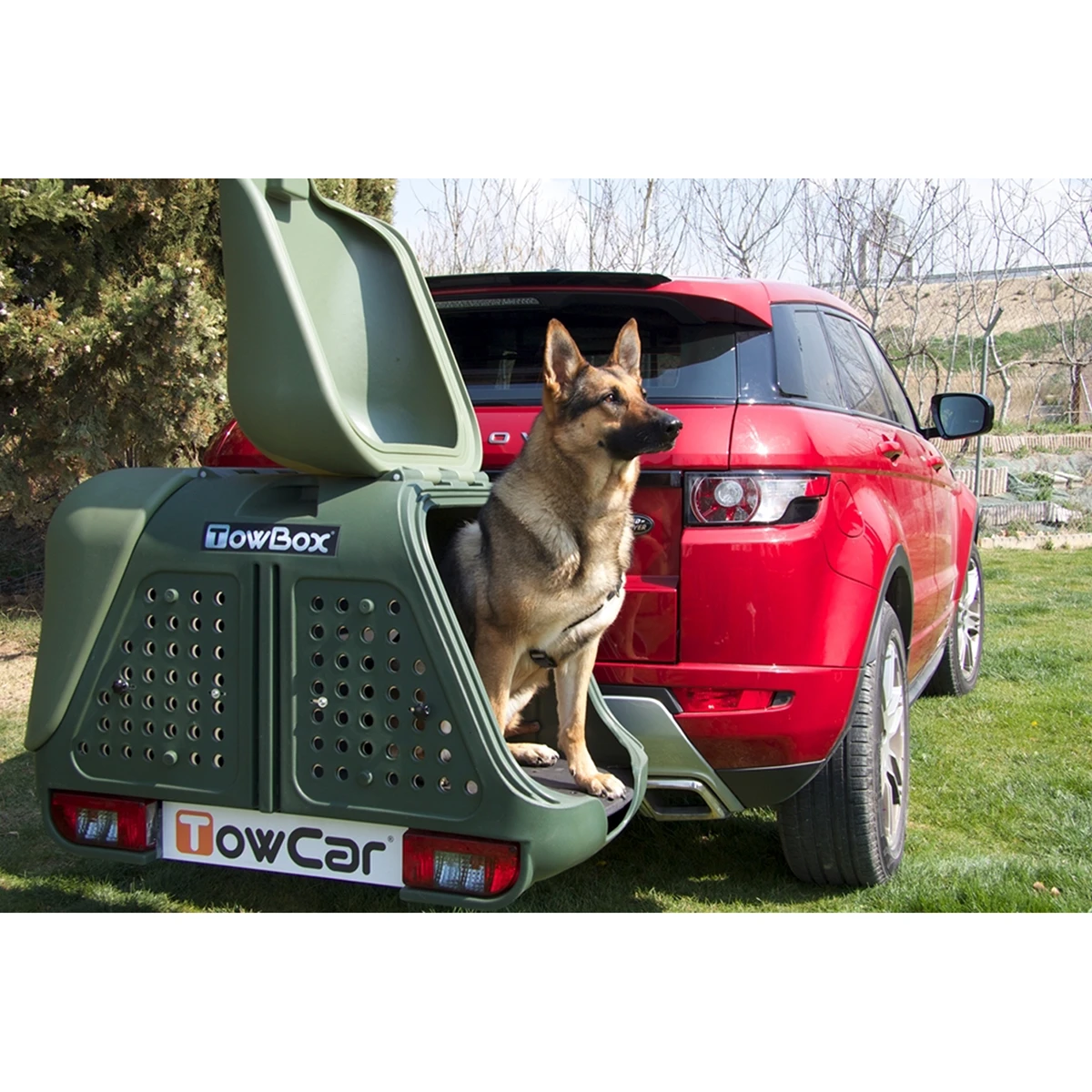 4. Cutie portbagaj pe carligul de remorcare Towbox V2 DOG Verde