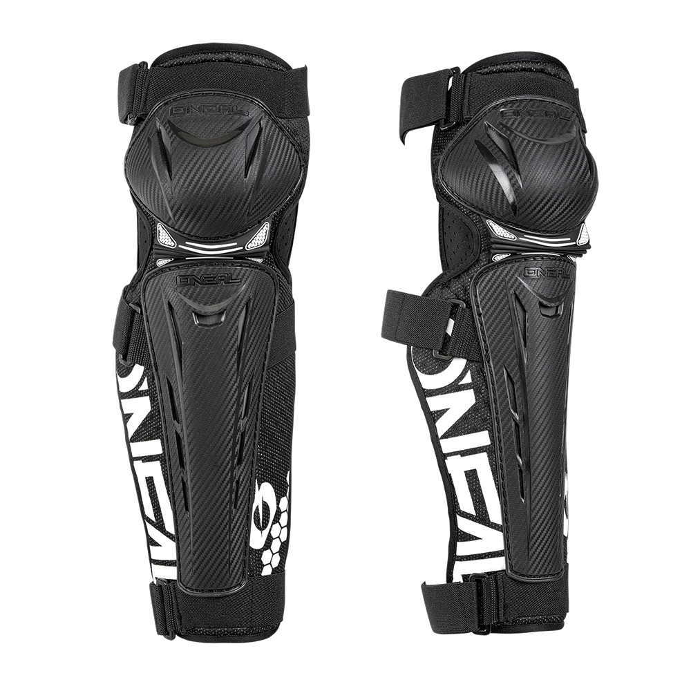 1. Genunchiere Bicicleta O'Neal Trail FR Carbon Look, Tibiere, negre albe XXL