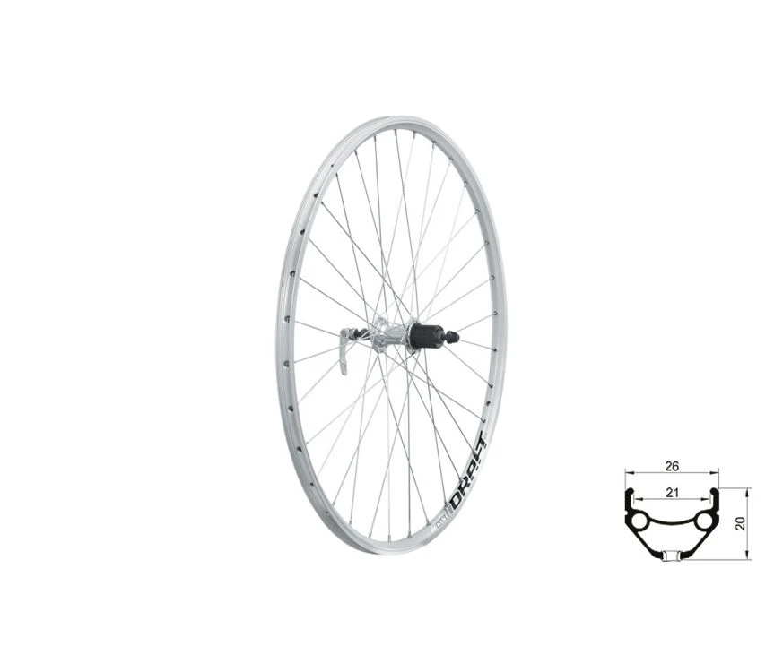 1. Roata Bicicleta Spate KLS Draft V-Brake R 28/29 Argintiu