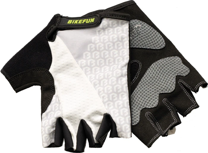 1. Manusi Bicicleta Scurte BikeFun Duke, alb-negru S