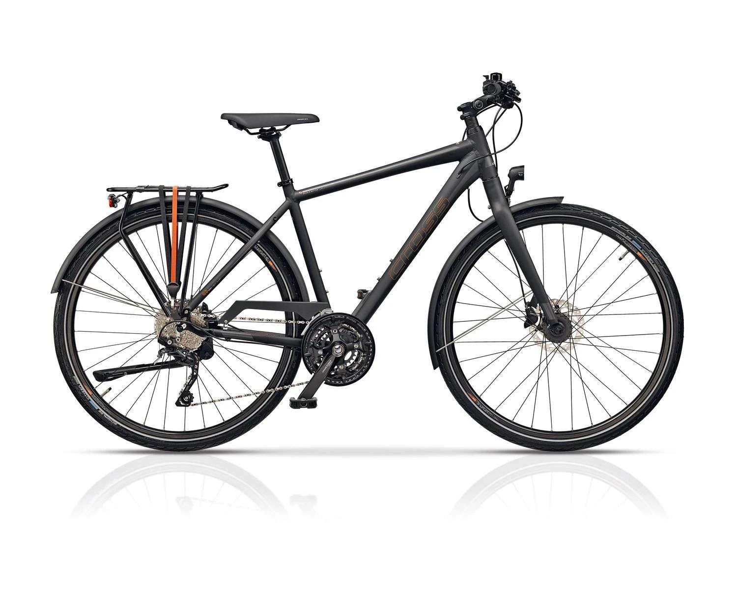 1. Bicicleta oras CROSS Quest Man Trekking, 28", gri-portocaliu 55 cm