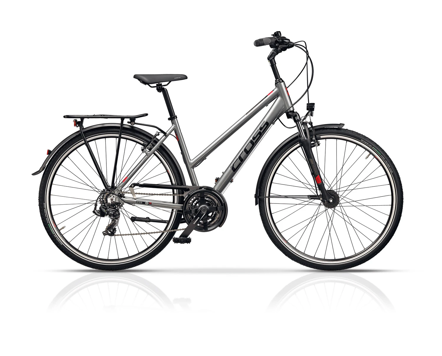 1. Bicicleta Trekking Cross Area, Gri-Negru, 44cm