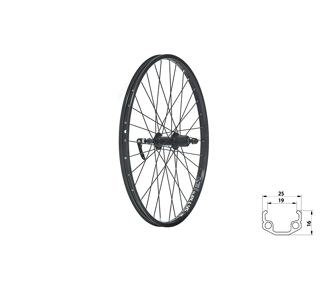 1. Roata Bicicleta Spate KLS Wasper Cassette V-brake R 24 Negru
