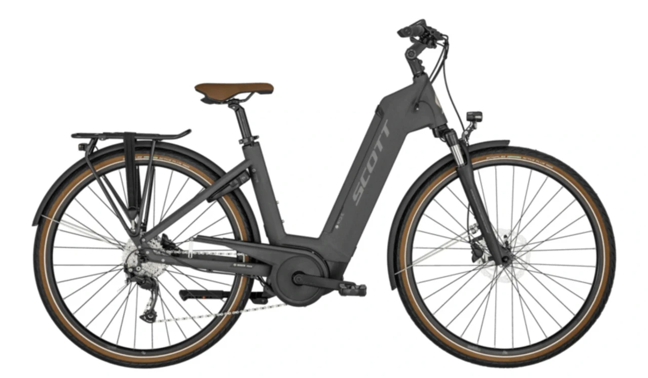 1. Bicicleta Electrica Trekking Scott Sub Active eRIDE 20 Unisex, gri, S
