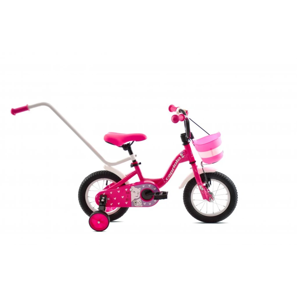 1. Bicicleta Copii cu Roti Ajutatoare Capriolo Viola 12 Roz-Alb