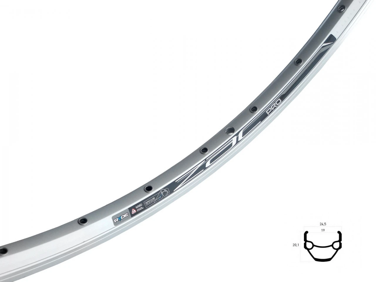 1. Janta Bicicleta Ryde ZAC PRO 622-32H, argintiu