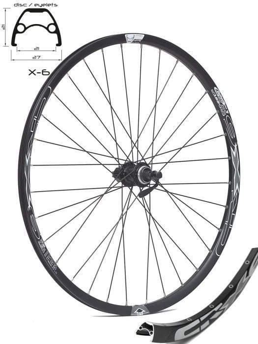 1. Roata Spate Crosser X6 32H 27.5 Caseta QR Frana disc (CenterLock) cu butuc SHIMANO TX505 Capsata