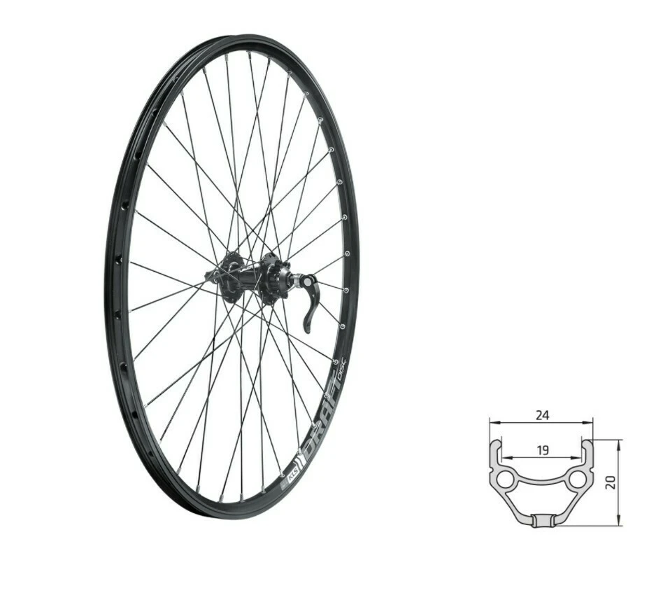 1. Roata Bicicleta Fata Disc KLS Draft 26 Negru