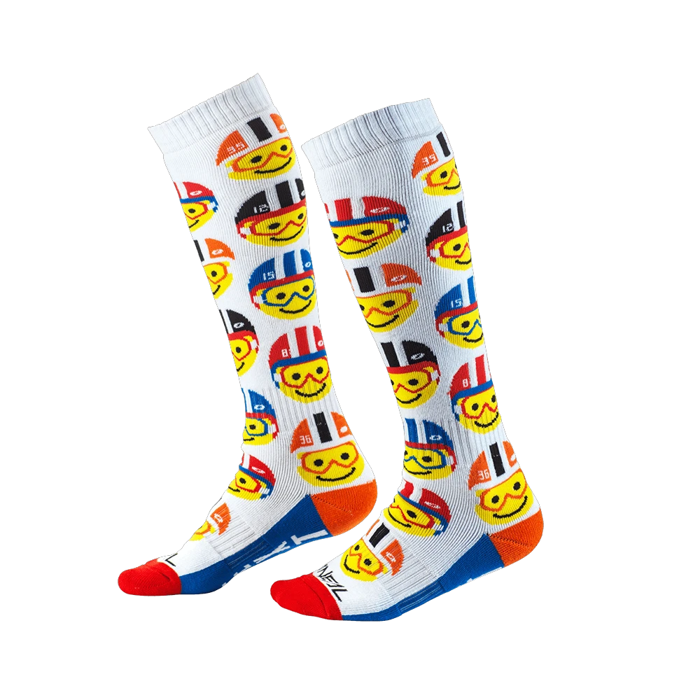 1. Sosete Ciclism O'Neal PRO MX Youth Emoji Racer, Alb - Unisize