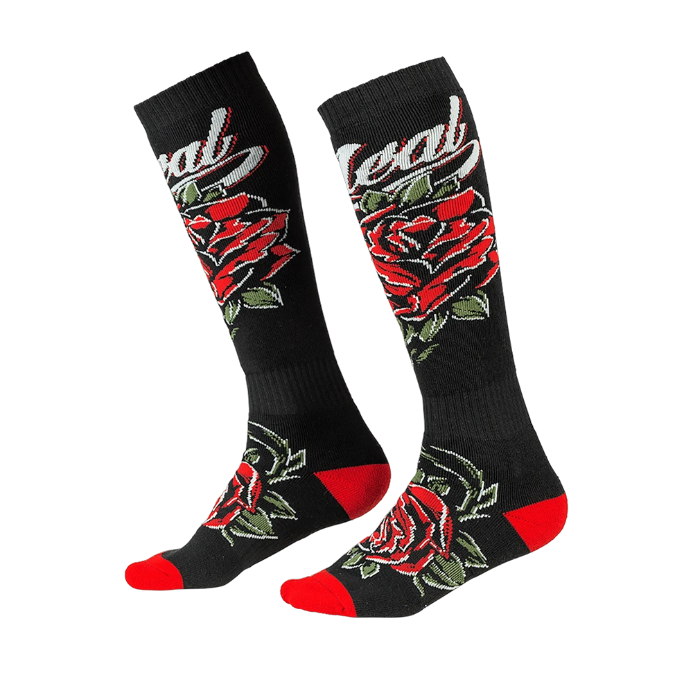 1. Sosete Ciclism O'Neal PRO MX Roses, Negru, rosu - Unisize