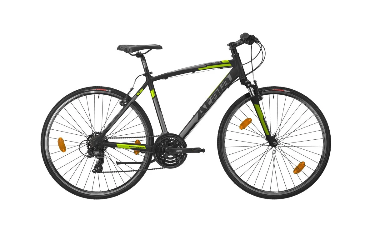 1. Bicicleta de Sosea NORTH BLACK MAN, BLACK/NEON YELLOW MATT, 49 cm