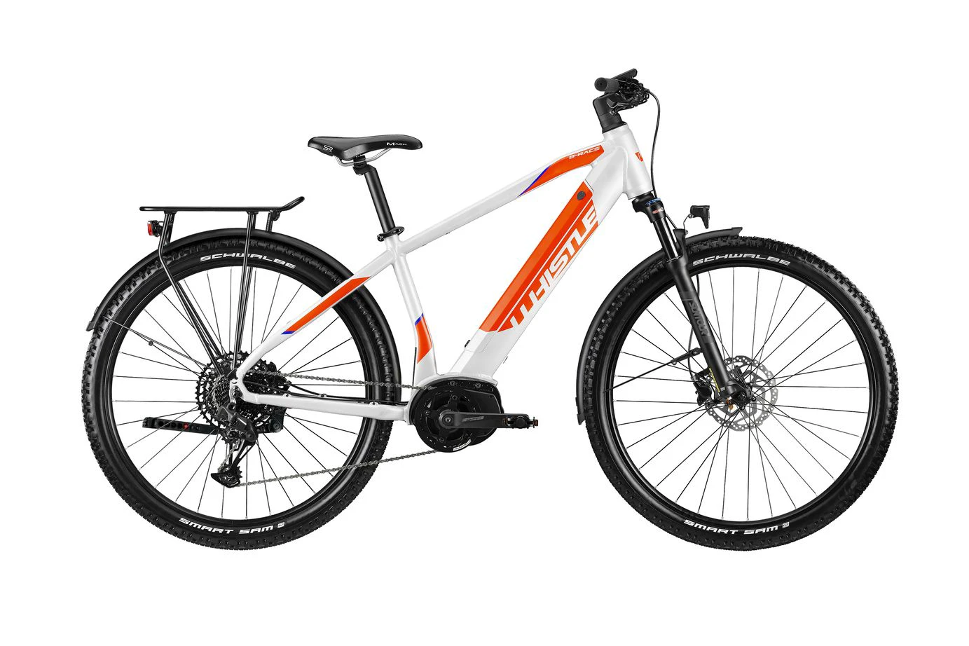1. Bicicleta Electrica MTB Hardtail Whistle B-Race SUV OLI AM80 500Wh, FLAT GREY/NEON RED, 42cm/S