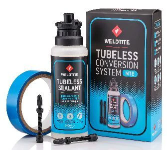 1. Weldtite Kit Complet Conversie Tubeless include 2 x valva Presta 55 mm pentru MTB