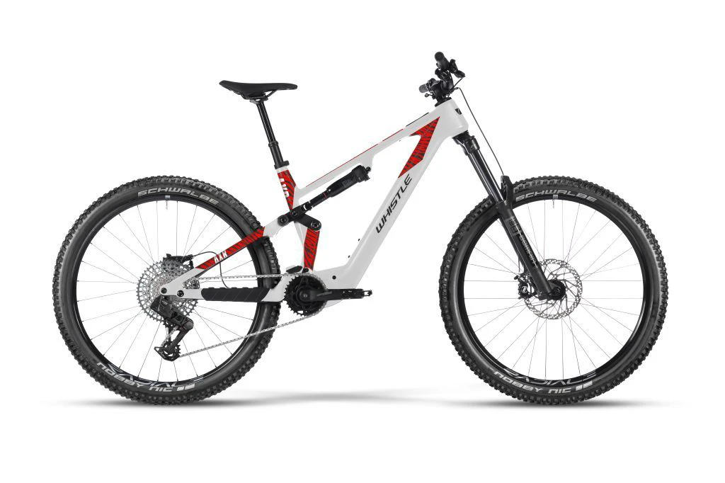 1. Bicicleta Electrica MTB Full Suspension WHISTLE AXR C7.7 Avinox M2S SRAM AXS 800Wh - 150Nm, WHITE/RED, 48 cm