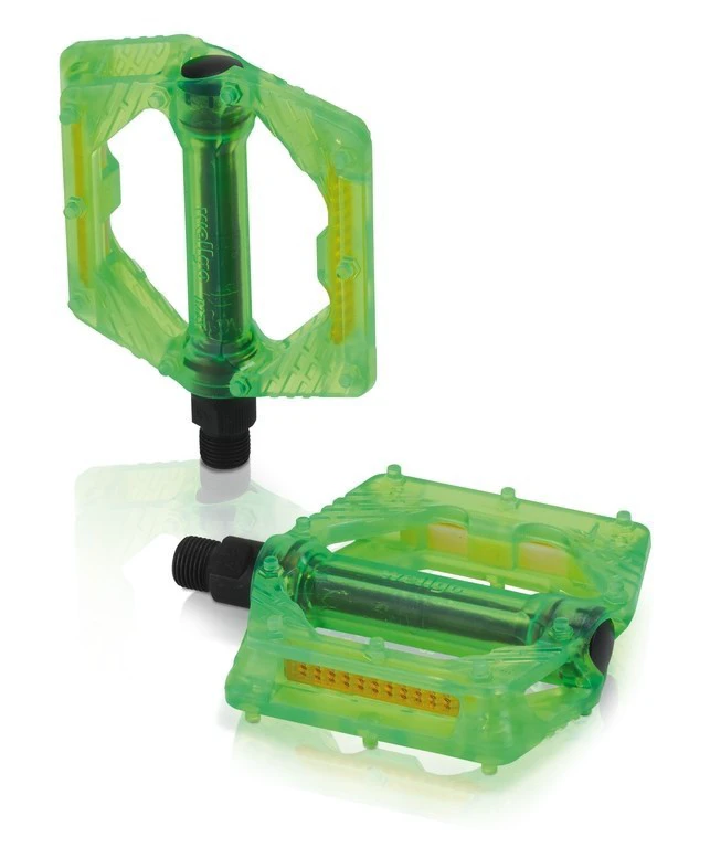 1. Pedale XLC TR9/16 Verde Semitansparent Metal si Plastic