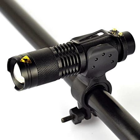 1. Lanterna far bicicleta 300 lumeni, 3 moduri luminare, zoom in/out, suport rotativ 360 grade, negru