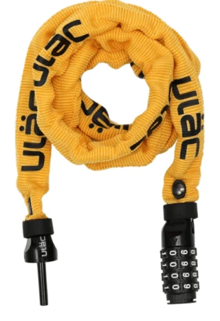 1. Antifurt Ulac 52nd Street cu cifru, otel calit ultra-rezistent, lungime 120cm, rezistent la taiere sau rupere, culoare galben