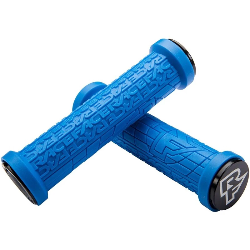 1. Mansoane Race Face Grippler Lock On, material cauciuc, strat superior moale, 1 pereche, culoare albastra