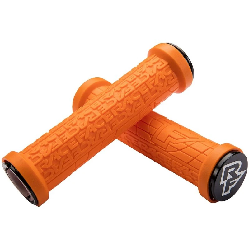1. Mansoane Race Face Grippler Lock On, material cauciuc, strat superior moale, 1 pereche, culoare portocaliu