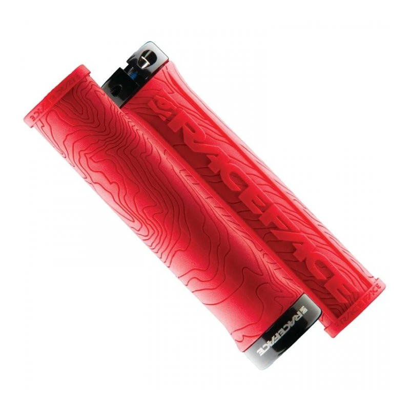 1. Mansoane Race Face Grip Half Nelson W/Lock, material cauciuc, strat superior moale, 1 pereche, rosu