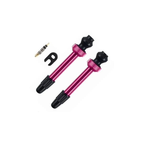 1. Valve tubeless Barbieri, lungime 45 mm, aluminiu, supapa de rezerva inclusa, greutate 8g, roz