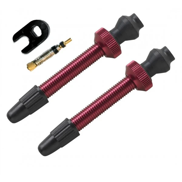 1. Valve tubeless Barbieri, lungime 45 mm, aluminiu, supapa de rezerva inclusa, greutate 8g, rosu