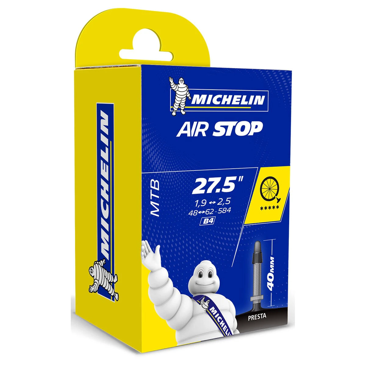 1. Camera roata MTB Michelin Tube Air Stop, valva presta 40mm, dimensiune 27, 5X1.9/2.7