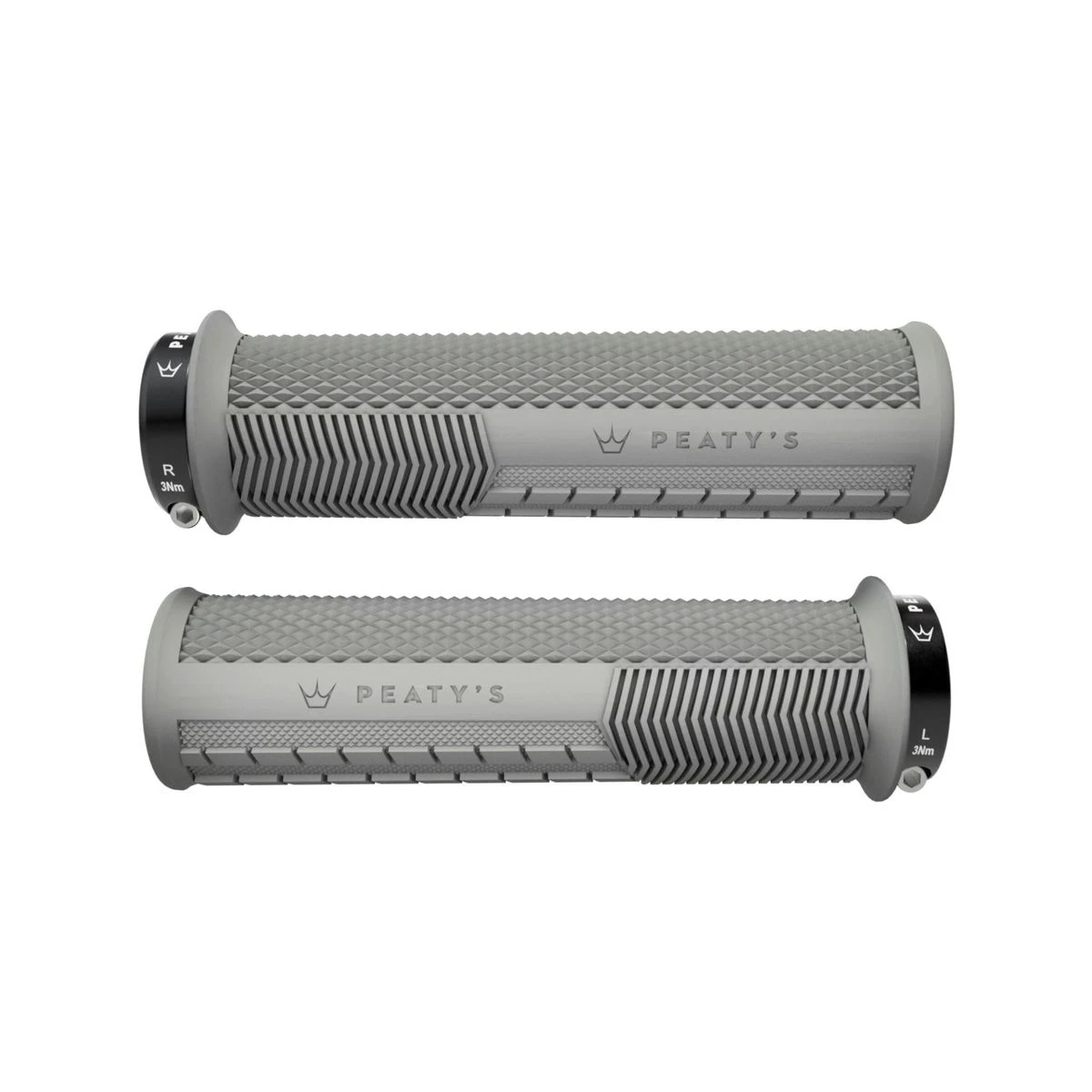 1. Mansoane profesionale Peaty's Monarch Grip Knurl 2024, compus unic din cauciuc, gri