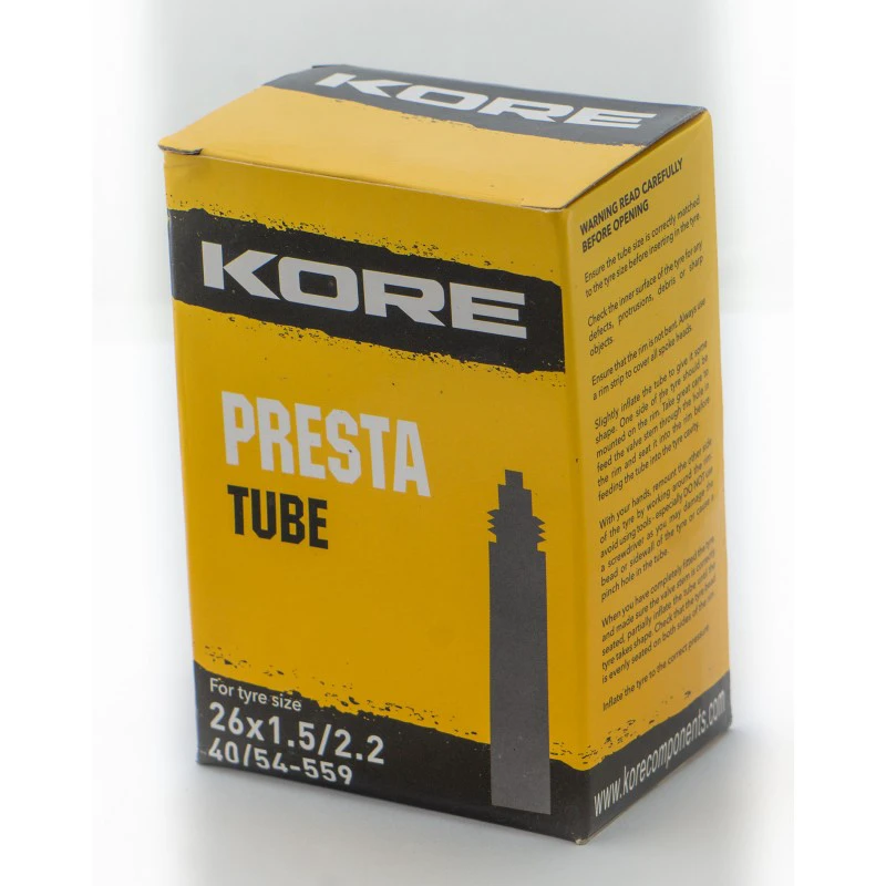 1. Camera roata bicicleta Kore 26 x 1.5/2.2, valva tip Presta, lungime ventil standard