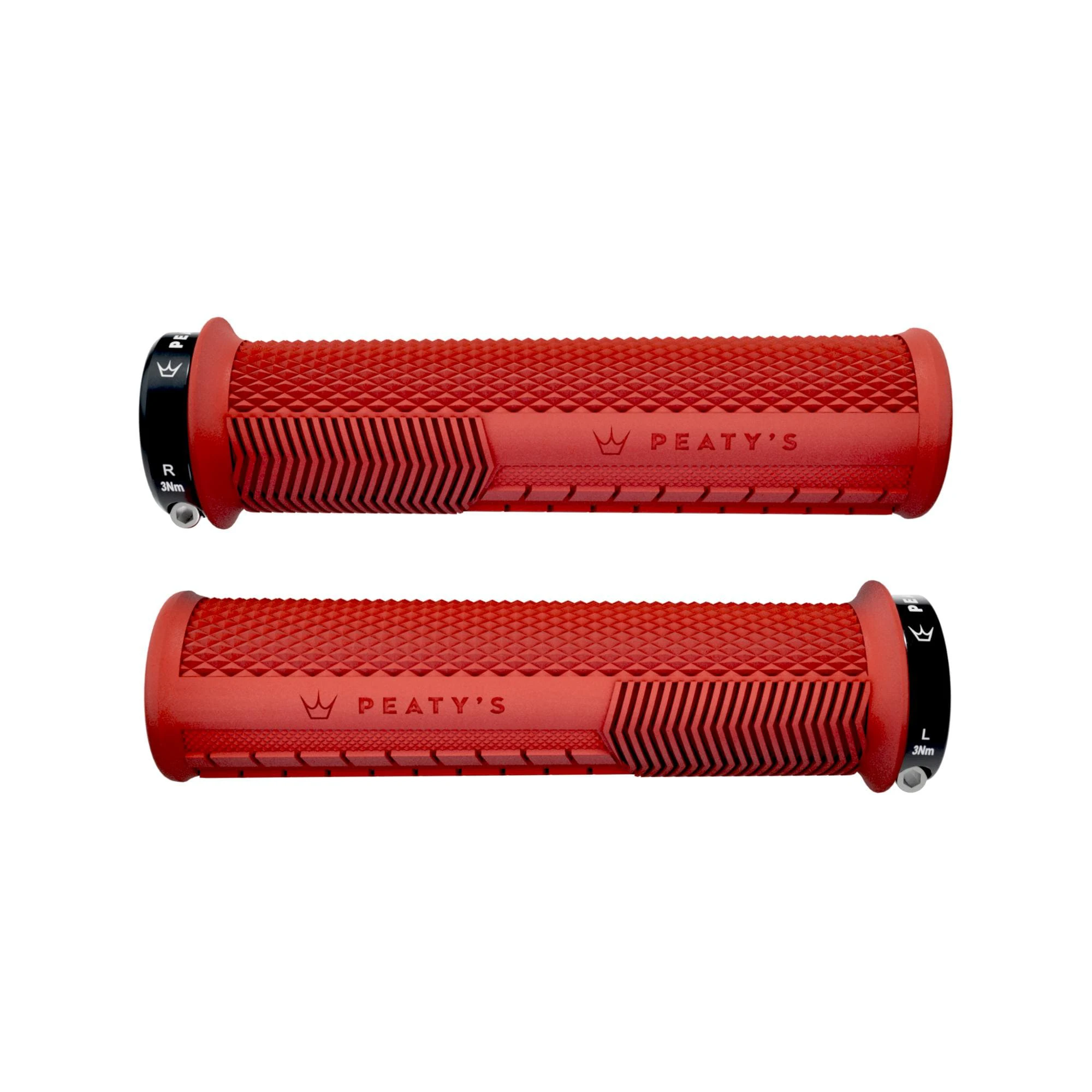1. Mansoane profesionale Peaty's Monarch Grip Knurl 2024, compus unic din cauciuc, rosu