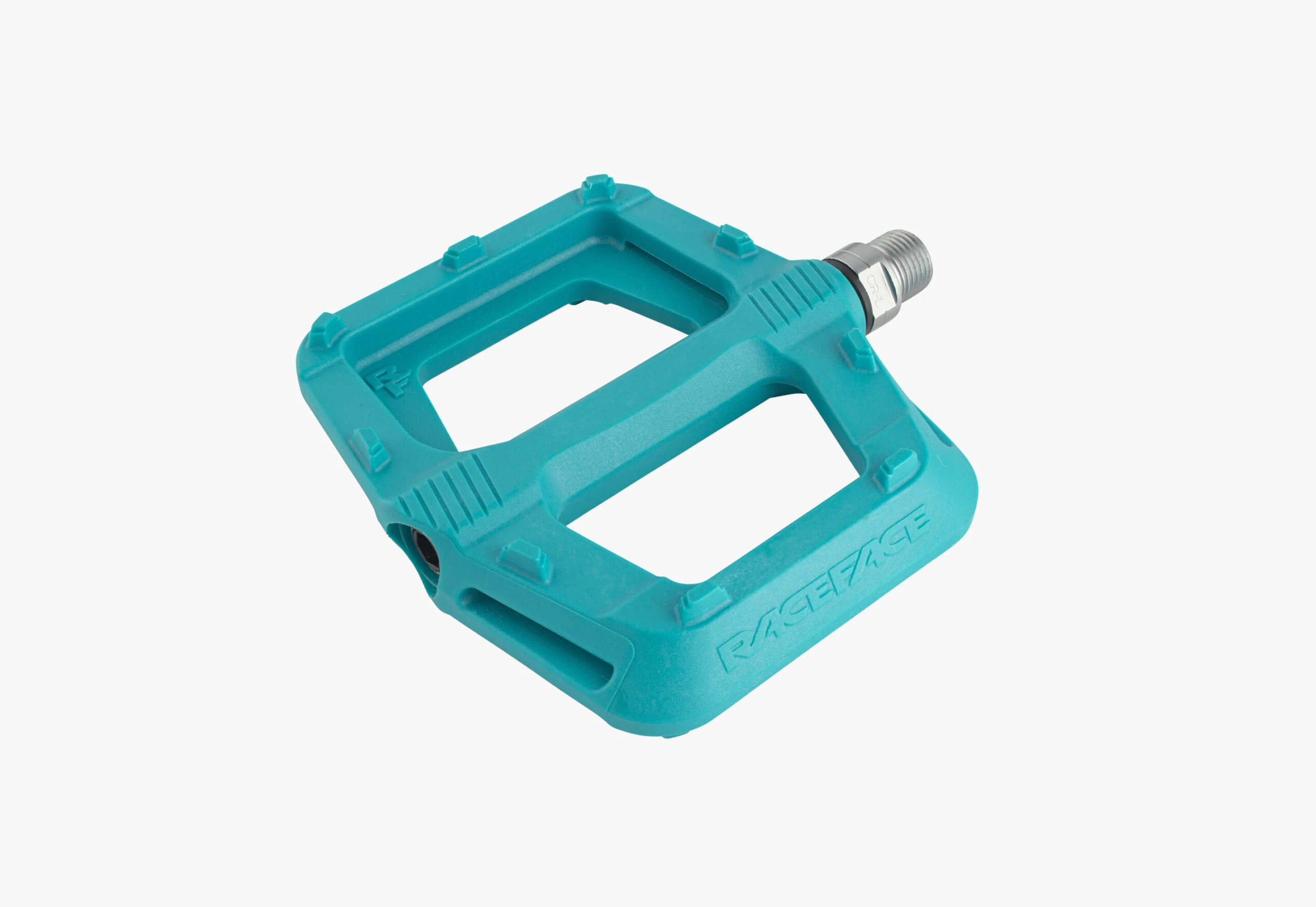 1. Pedale profesionale Race Face Ride, material compozit, 18 pini, culoare turqoise