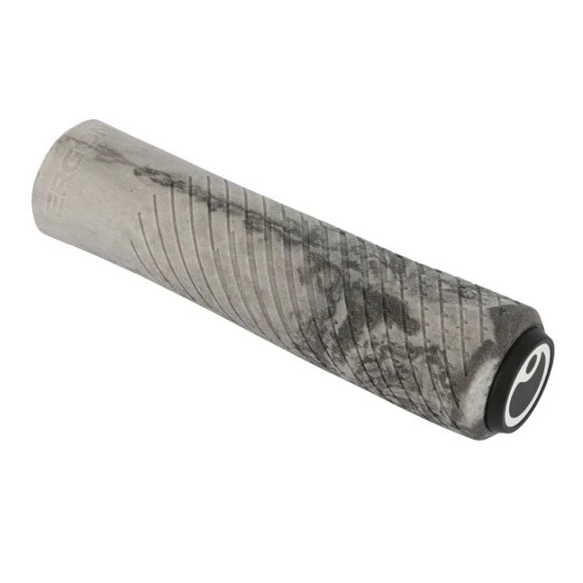 1. Set mansoane bicicleta Ergon GXR, air cell rubber, pentru MTB / cross country, ergonomice, dopuri capete, alb si negru